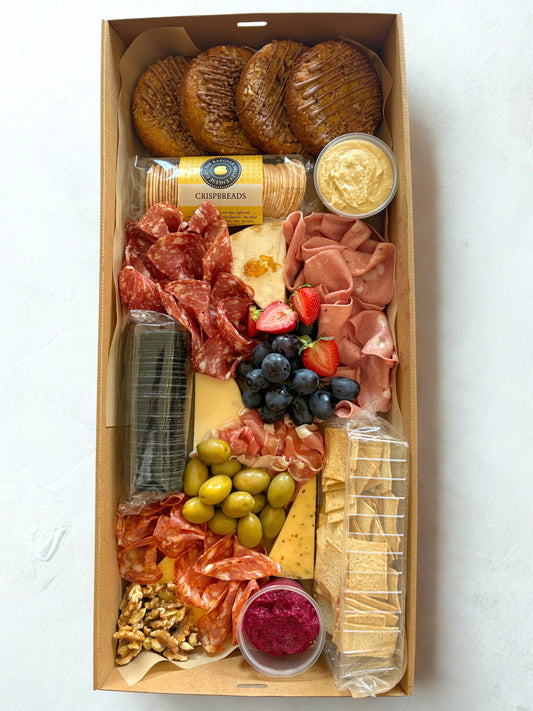 SWEET & SAVOURY GRAZE BOX: COOKIES & CHEESE PLATTER